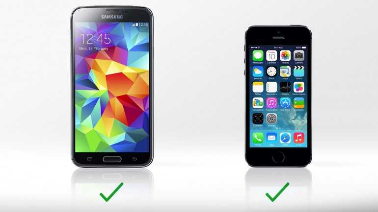 Samsung GALAXY S5 и Apple iPhone 5s